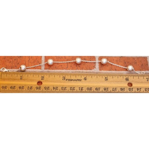 7 1/2 inch, Vintage Sterling Silver Ball-shaped Links Bracelet - W24 - Picture 3 of 3